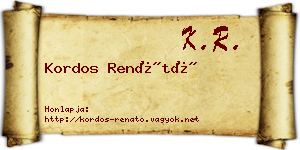 Kordos Renátó névjegykártya